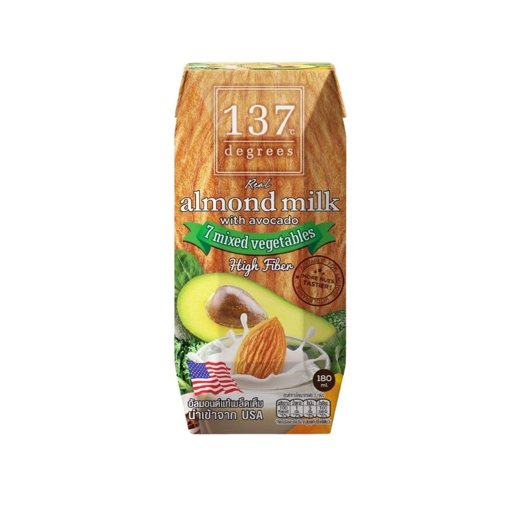137ดีกรี นมอัลมอนด์สูตรอโวคาโดและผักรวม7ชนิด 137 Almond Milk Avocado 180ml. Pack3