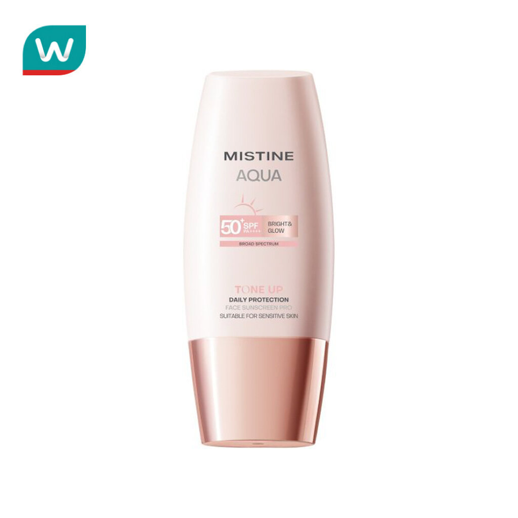 Mistine มิสทิน อะควา เบส เดลี่ โพรเทคชั่น ไบร์ท แอนด์ โกลว์ เฟซ ซันสกรีน โปร SPF50+ PA++++40ม