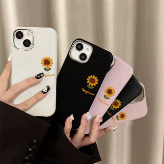 เคสไอโฟน 17 ดอกทานตะวันน่ารัก เนื้อหนังที่มีลายเนื้ออ่อนนุ่ม For IPhone 17 16 13 15 11 14 12 Pro Max 7 8 Plus XR X เคส