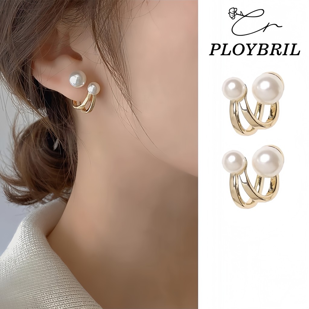 PLOYBRIL ต่างหูเงิน S925 แบบห้อยด้านหลัง สไตล์ย้อนยุค แฟชั่นสําหรับผู้หญิง E093