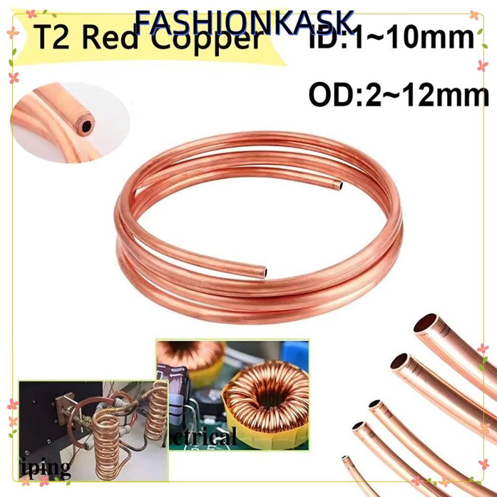 IFASHIONKA 1 ชิ้นท่อทองแดงม้วน,นุ่ม 99.9% ทองแดงบริสุทธิ์ T2 ทองแดง,ทนทาน 1 เมตร OD 2-12 มม. ID 1-10 มม.ลวดท่อ DIY หัตถกรรม