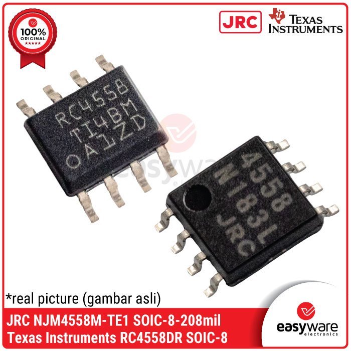 IC JRC 4558D SMD ORIGINAL NJM4558M-TE1 DMP-8 IC 4558D TEXAS INSTRUMENT ORIGINAL RC4558 DR