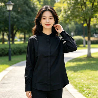 เสื้อเชิ้ตผู้หญิงแขนยาว รุ่นใหม่ เสื้อทำงานผู้หญิง เสื้อออฟฟิศ ทรงเข้ารูป สุภาพ ดูดี สไตล์เกาหลี