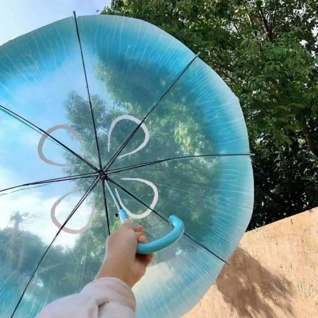 ร่มโปร่งใสไล่ระดับสี ด้ามจับตะขอยาวกึ่งอัตโนมัติ thumbnail 6