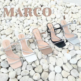รองเท้าส้นสูง แบรนด์ MARCO รุ่น A1092 สายเพชรวิบวับ เพิ่มความหรูหรา สูง 2.5 นิ้ว