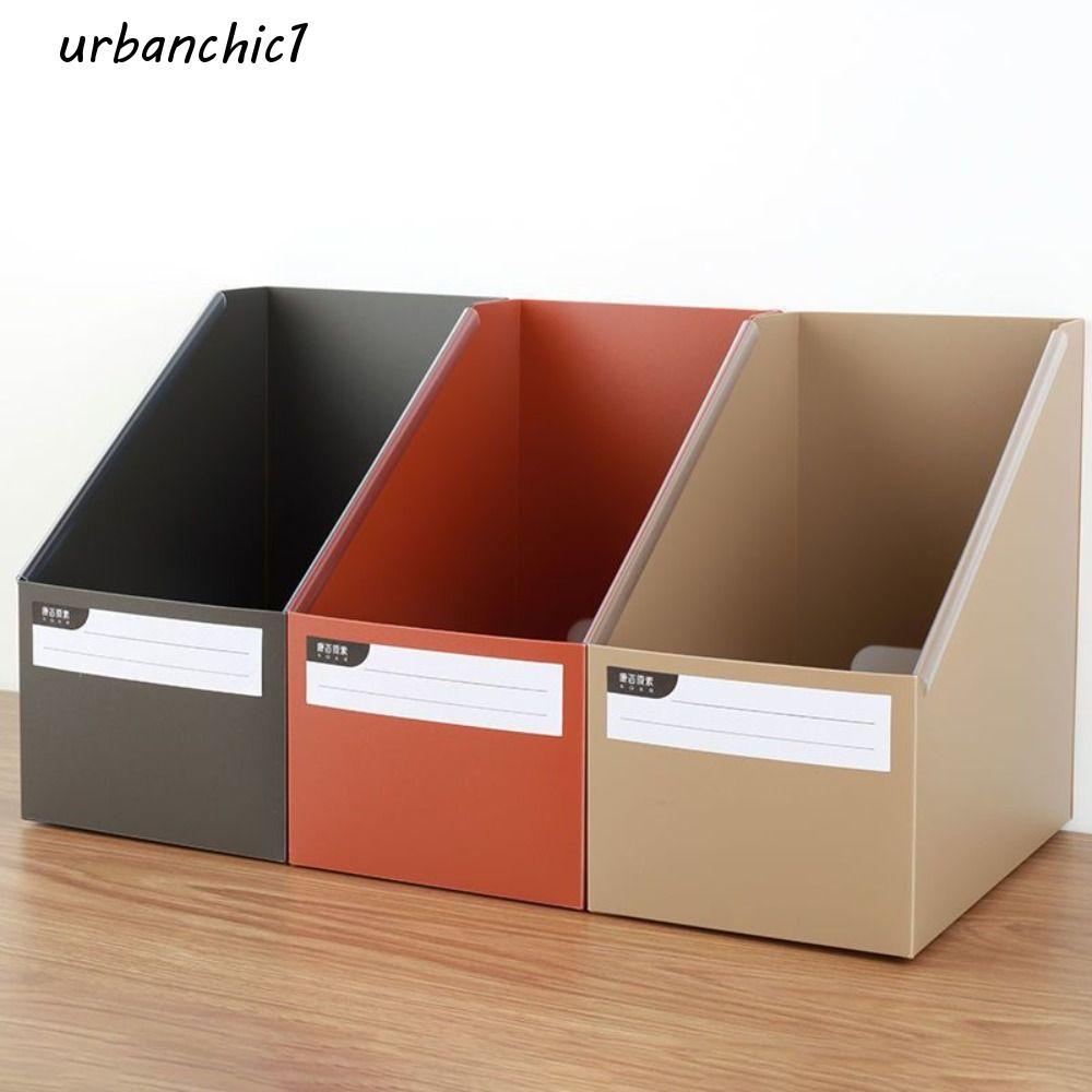 URBANCHIC กล่องเก็บหนังสือแบบพับได้, กล่องเก็บหนังสือตั้งโต๊ะพลาสติกความจุขนาดใหญ่, กล่องเก็บแฟ้มเอกสาร A4 กันน้ําเรียบง่ายสํานักงาน