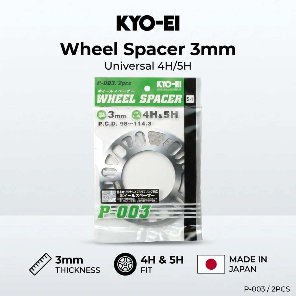 KYO-EI P-003-2P Wheel Spacer 3mm (0.1 inch) 4/5H PCD 98–114.3 Set of 2 Made in Japan