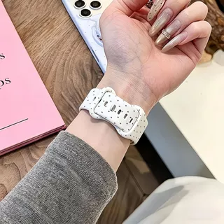 ลายจุดสีขาวเหมาะสําหรับ iwatchs11/10 สาย Apple Watch SE ซิลิโคน Applewatchs9/8/7