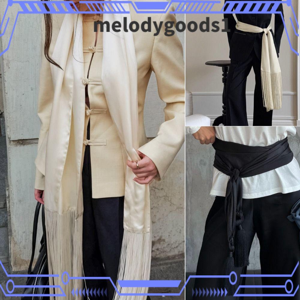 MELODYGOODSพู่ผ้าพันคอ,ขอบFringe Y2K Streetwear Fringed Shawl,อุปกรณ์เสริมของผู้หญิงนุ่มBreathableเอวผ้าพันคอกางเกงยีนส์ตกแต่ง
