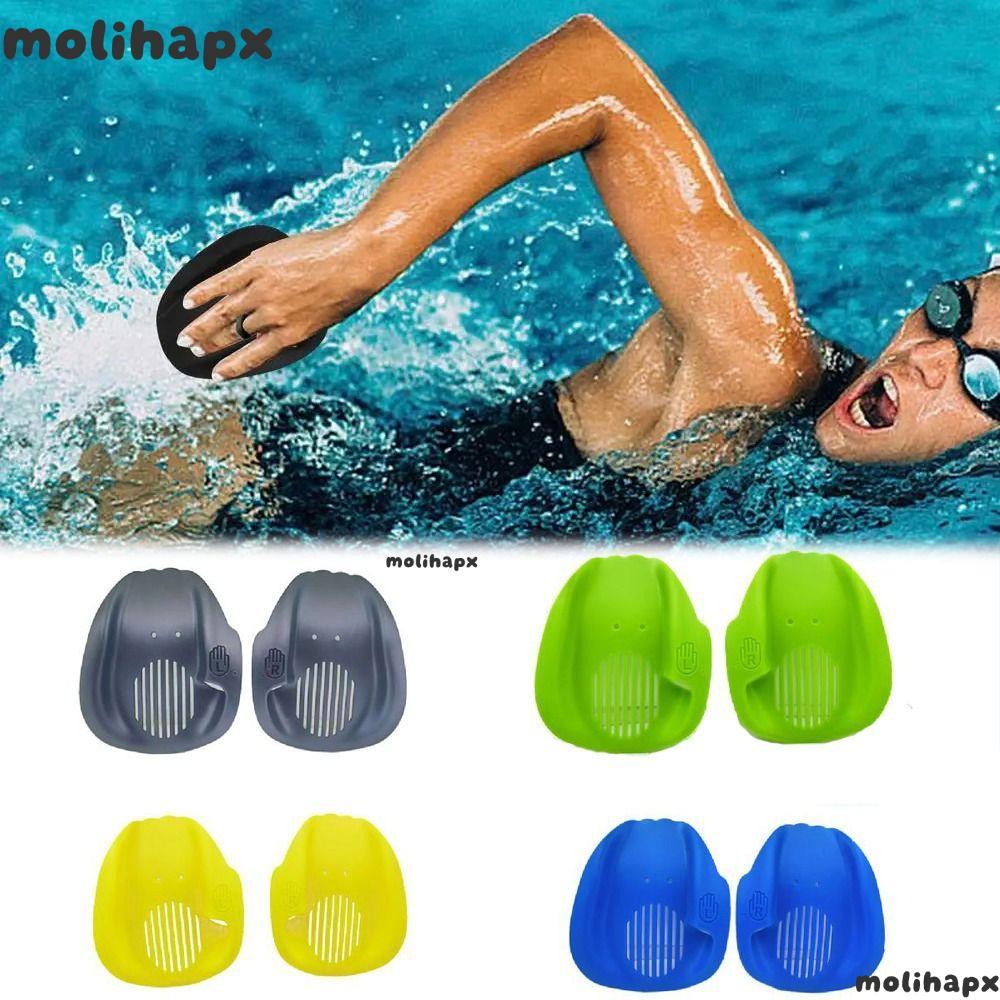 MOLIH 1 คู่ว่ายน้ําการฝึกอบรมมือ Fins, สบาย Webbed ว่ายน้ํามือ Paddles, ปรับสายรัดตามหลักสรีระศาสตร์ดําน้ําถุงมืออุปกรณ์ว่ายน้ํา