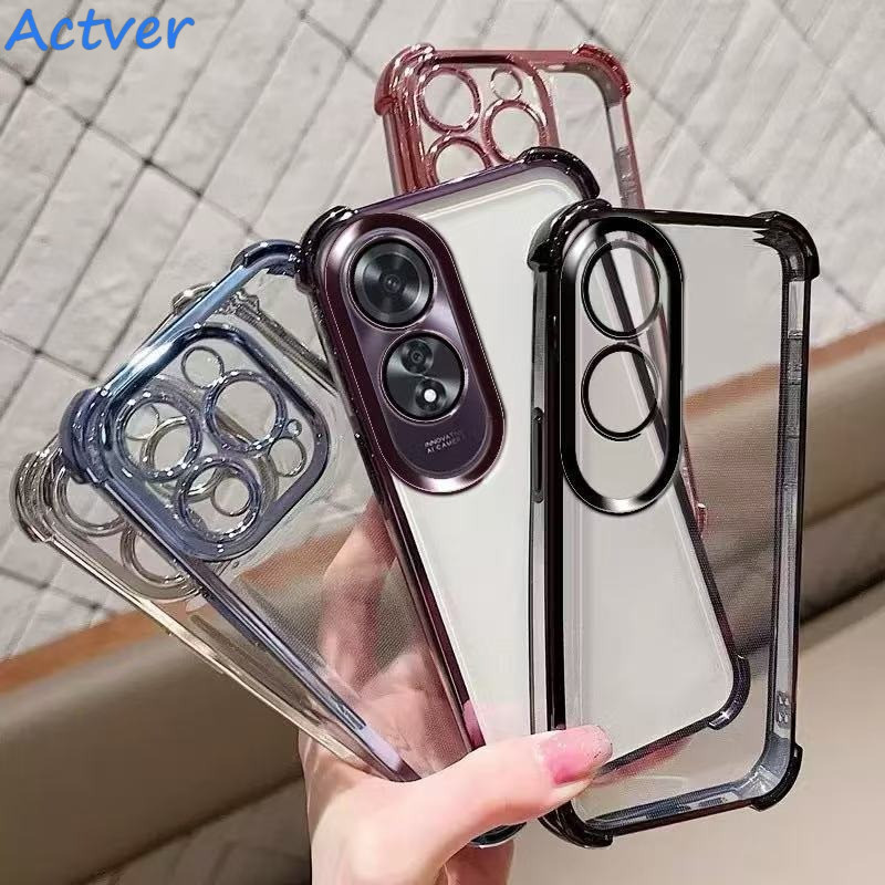 [ส่งจากไทย]เคสใส กันกระแทก สำหรับ สำหรับ Oppo A6Pro A6X A60 A18 A38 A5 A9 2020 ขอบสี Case TPU กันเลนส์กล้อง