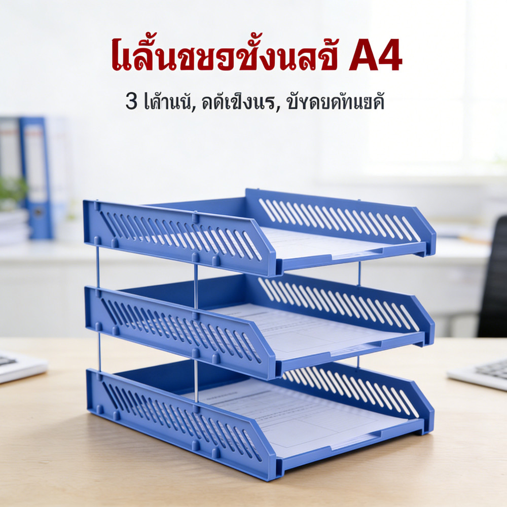 วางเอกสารชั้น 3 ชั้น A4 ถาดพลาสติก ชั้นวางเอกสาร ถาดวางเอกสาร