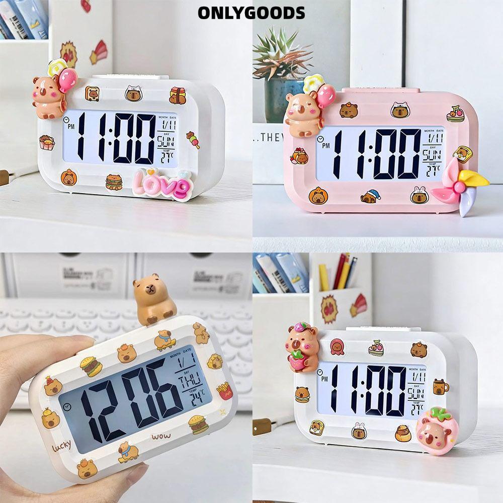 เท่านั้นGOODS นาฬิกาปลุก Capybara, การ์ตูนเงียบ LED นาฬิกาดิจิตอล, DIY พร้อมไฟกลางคืนมินินาฬิกาตั้งโต๊ะหอพักนักเรียน