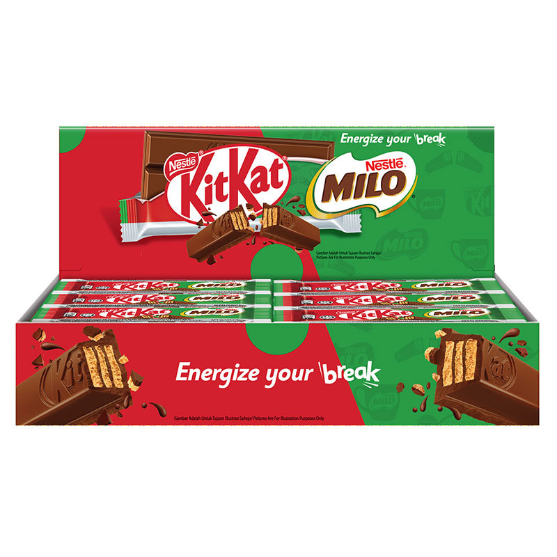 คิทแคท X ไมโล เวเฟอร์เคลือบช็อคโกแลต 16 ก. x 24 (KITKAT X MILO Wafer Fingers in Chocolate Malt 16 g x 24)