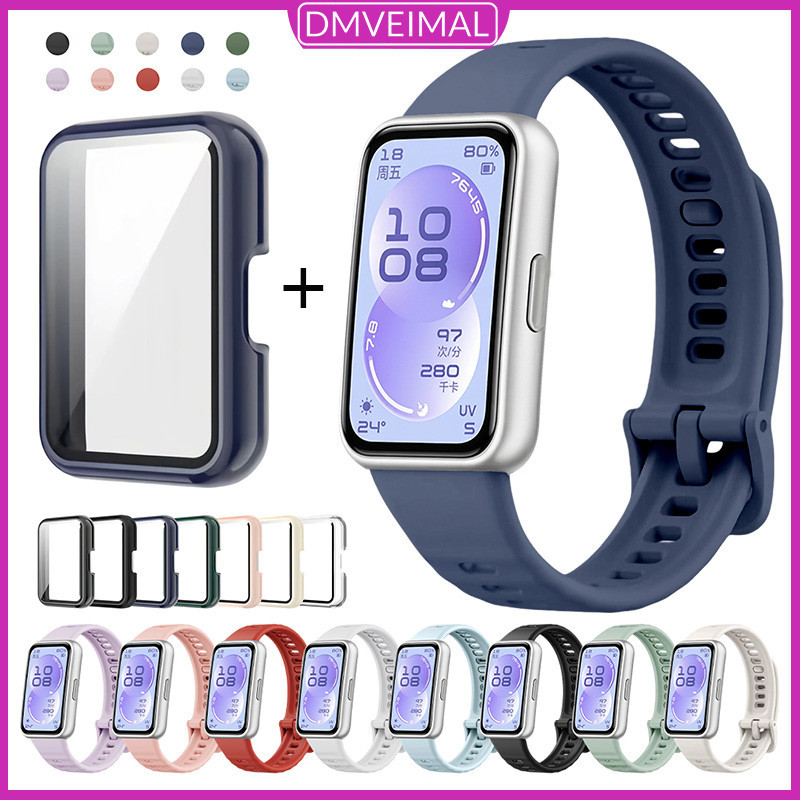 กรณีซิลิโคนสายรัด PC for Smartwatch Huawei Band 11/11 Pro สายพานยางอ่อนสร้อยข้อมือป้องกันหน้าจอฝากกรอบกันชน