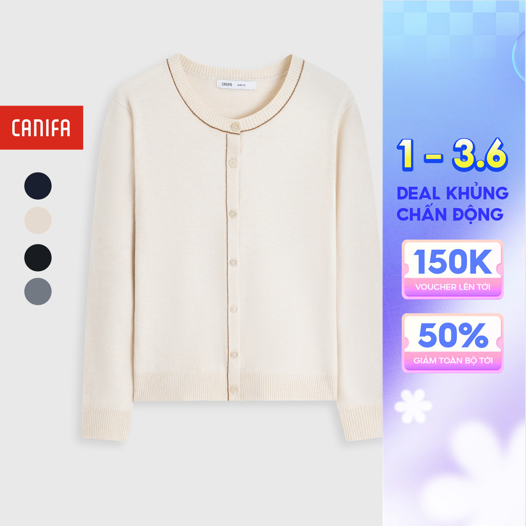 เสื้อคาร์ดิแกนผู้หญิงพื้นฐานทําจากวัสดุนุ่ม CANIFA 6TC25W005