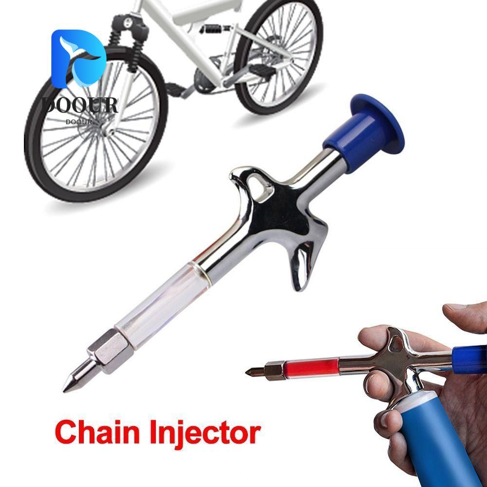 DOOUR Oiling Tool, อลูมิเนียม + พลาสติกเงินเครื่องมือจาระบีสีฟ้า, ปฏิบัติ Mini Oiling หัวฉีดขนาดเล็ก MTB