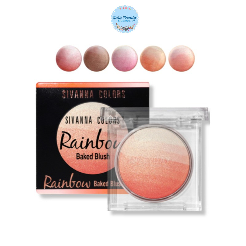 Sivanna Colors Rainbow Baked Blush HF370 ซีเวียน่า บรัชออนเรนโบว์ บลัชออนไล่สี บลัชออน เนื้อฝุ่น สายรุ้ง