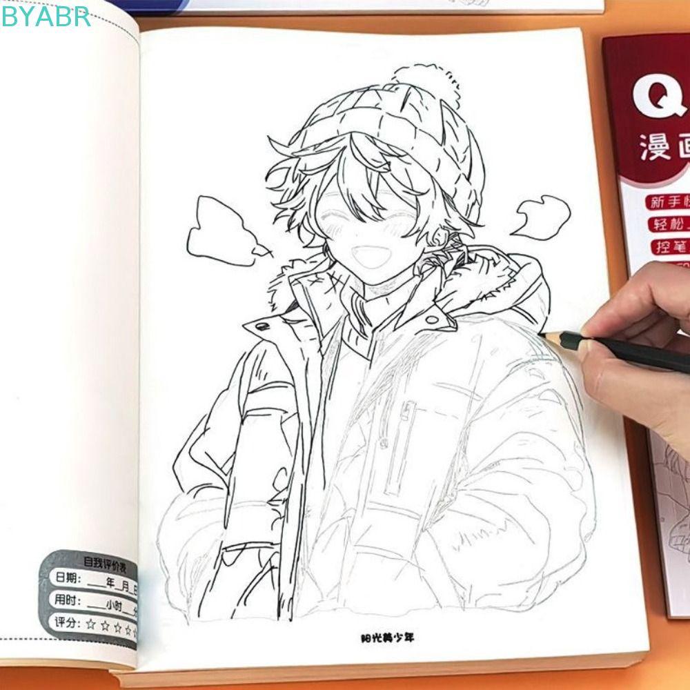 BYABR การสอนร่างมังงะ, อะนิเมะร่างสามเณร Zero Basic Comics Line Draft Book, การ์ตูนฝึกวาด Tracing Anime Hand Drawn Book Art Class
