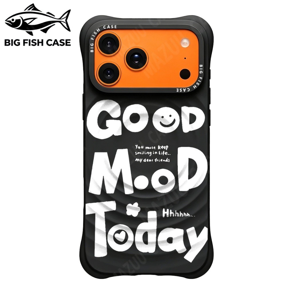 เคสไอโฟน ซิลิโคนสีดำ แม่เหล็ก ลายคำพูด Have Good Mood Today มุมหนา กันกระแทก สำหรับ iPhone 17 16 15 14 13 12 11 Pro Max