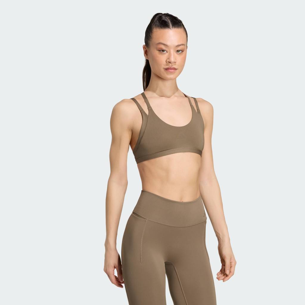 adidas Gym & Training สปอร์ตบราสายไขว้ซัพพอร์ตระดับต่ำ Optime ผู้หญิง สีเบจ KW1566