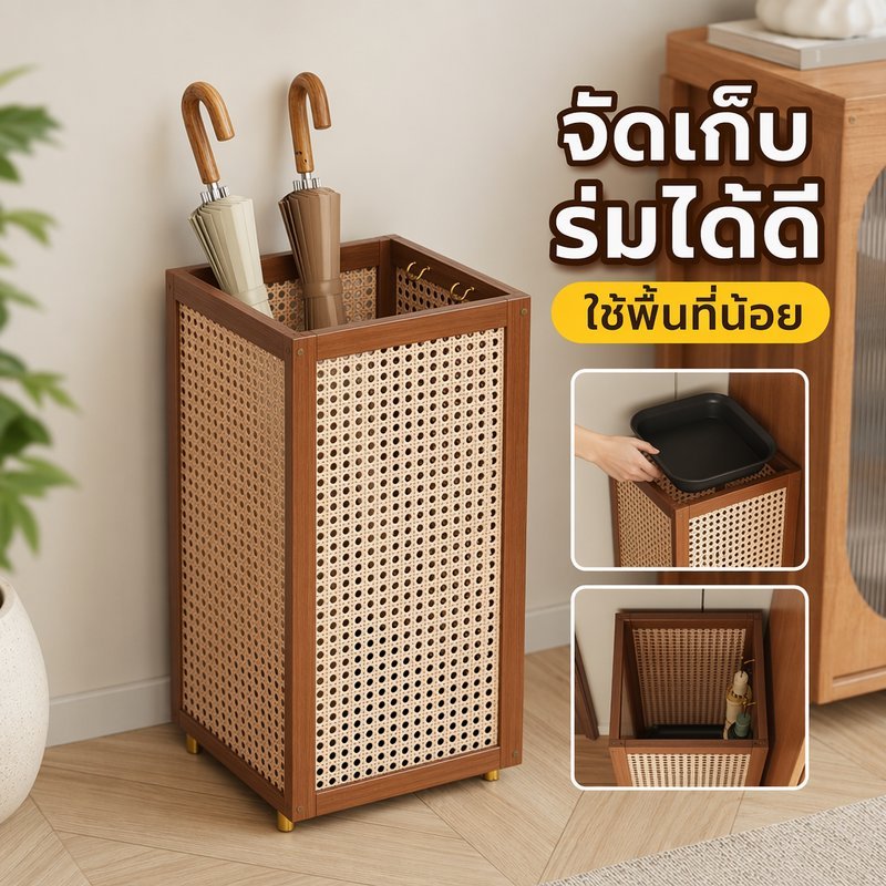 ที่เก็บร่ม ขาตั้งร่ม หวายเทียม ถาดรองน้ำ ถังใส่ร่ม ตั้งพื้น ทางเข้าบ้าน สำนักงาน จุเยอะ