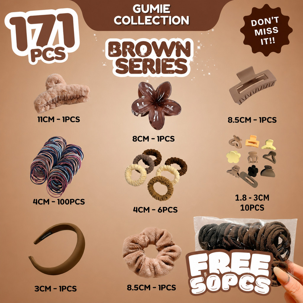 GC - (1 ชิ้น / ชุด) BROWN SERIES KOREAN FASHION HAIR CLIP ACCESSORIES BUNDLING PACKAGE