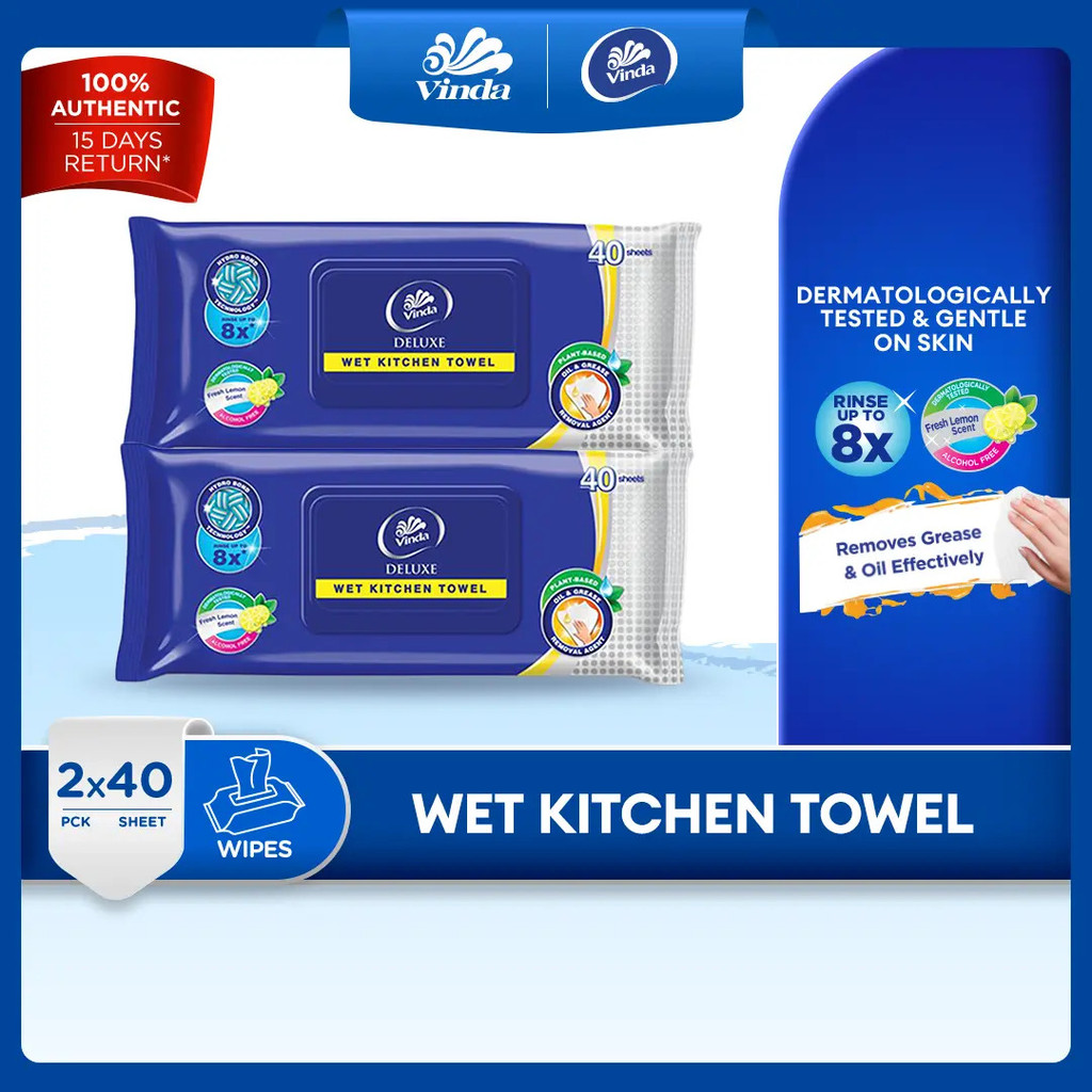 Vinda Deluxe Kitchen Wipes (40 แผ่น x 2)