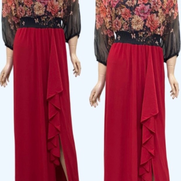 (D5134) เดรสยาวผ้าชีฟอง (Size S, M) - Clearance