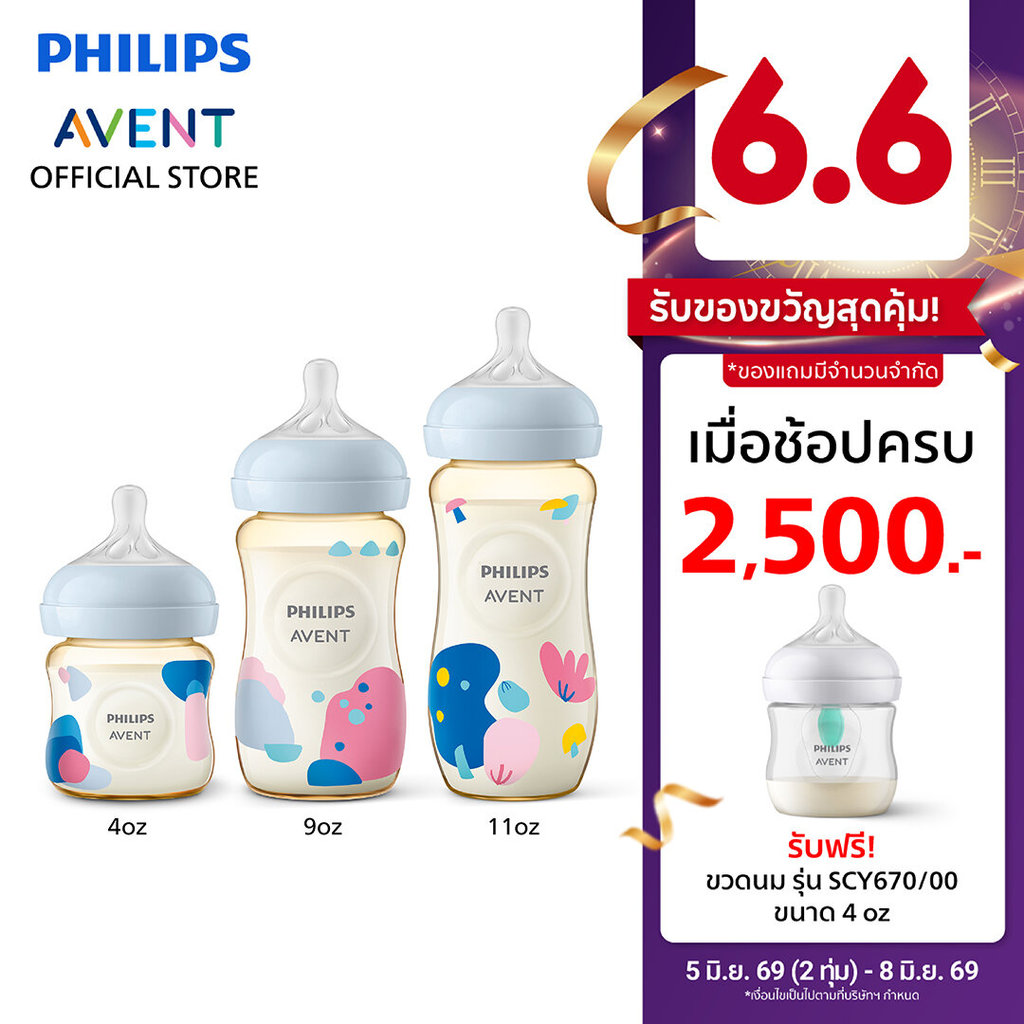 Philips Avent ฟิลิปส์ เอเวนท์ ขวดนม Natural Response PPSU ไม่ดูดไม่ไหล ขนาด 4 / 9 / 11 ออนซ์