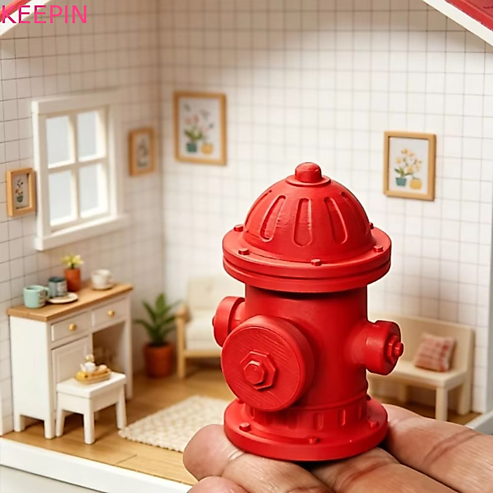 KEEPIN Fire Hydrant Model, Mini Size ความแม่นยําสูง Scale Fire Hydrant, Display Accessories Scale Model Red Plastic Weathered Scene Accessories Cityscape Decorative