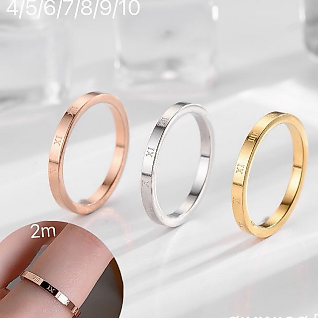 【#109】 เครื่องประดับ แหวนโรมัน รายเรียบบาง เลเซอร์เลขไรมัน สีไม่ดำไม่ลอก