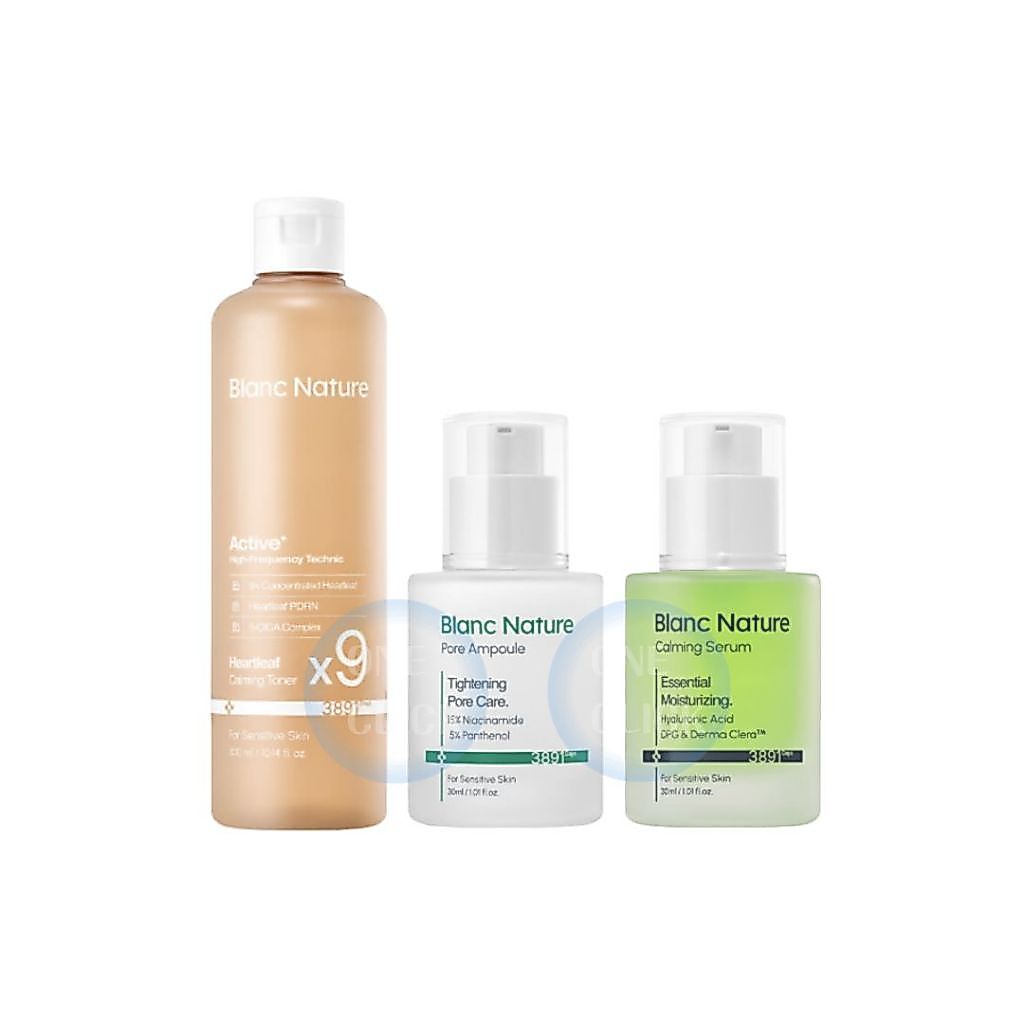 BLANC NATURE Heartleaf Calming Serum 30ml / Pore Ampoule 30ml / Toner 300ml สำหรับผิวแพ้ง่าย
