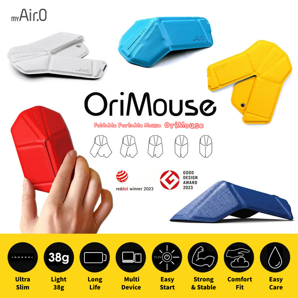 myAir.0 OriMouse Origami Foldable Mouse - Full size in 0.5s, 5mm thin, 38g, rechargeable, silentDire