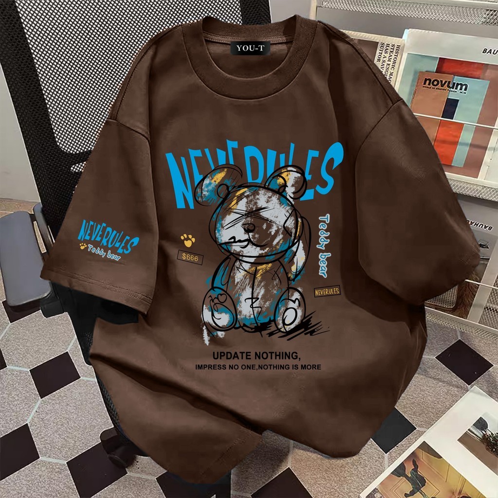 YOU-T เสื้อแฟชั่น ใส่สบาย เสื้อยืดแขนสั้น ลาย เสื้อ"NEVERULES" ผ้านิ่ม OVERSIZE แฟชั่น ผ้าฝ้าย 100% สไตล์เกาหลี