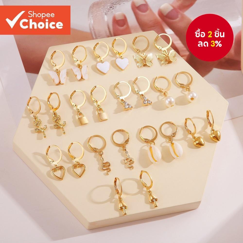 12 คู่ Luxury Gold Pearl Butterfly Heart Hoop ต่างหูชุดสําหรับผู้หญิง Hypoallergenic เครื่องประดับอุปกรณ์เสริม