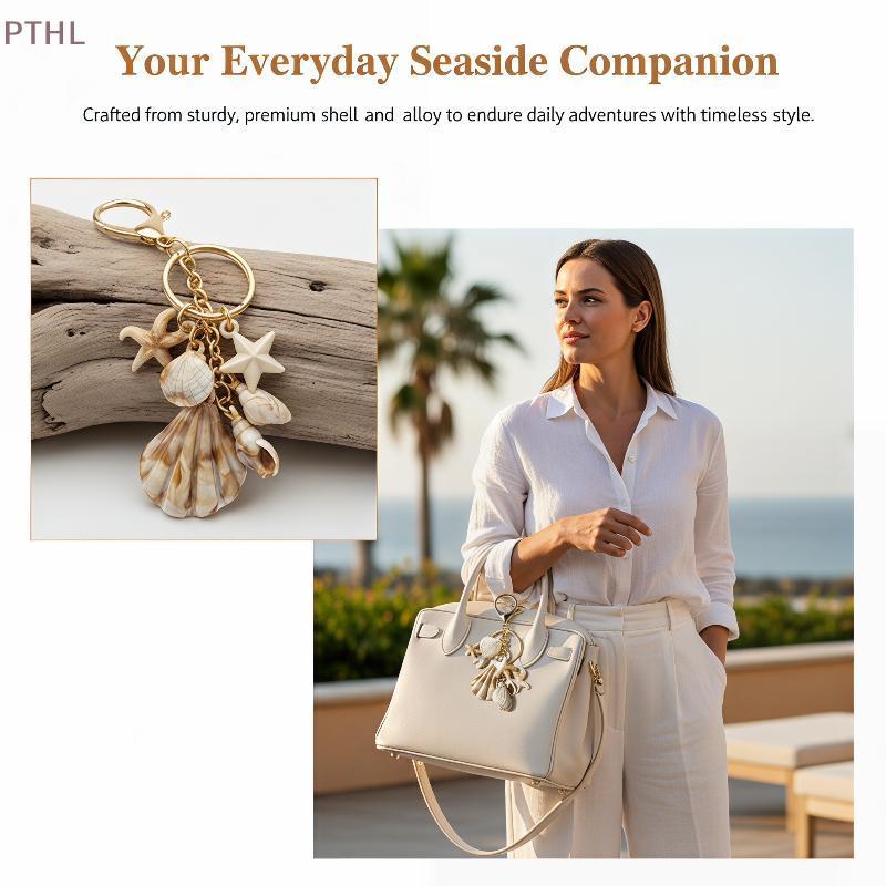 [GON] Coastal Seashell and Starfish Keychain Bag Charm for Beach Style Accessory and Car Décor VN