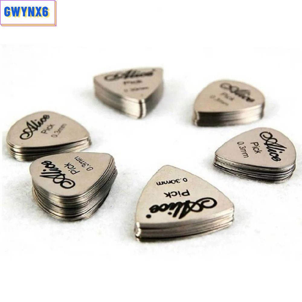 GWYNX6 1/5 ชิ้นกีตาร์โลหะ Pick, Sparkling Guitar Pick เปลี่ยนอะคูสติกกีตาร์, สแตนเลสกีตาร์ไฟฟ้าเบสกีไฟฟ้า Guitarra Accesorios Plectrum Ukulele Picks