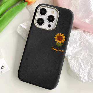 เคสไอโฟน 17 ดอกทานตะวันน่ารัก เนื้อหนังที่มีลายเนื้ออ่อนนุ่ม For IPhone 17 16 13 15 11 14 12 Pro Max 7 8 Plus XR X เคส