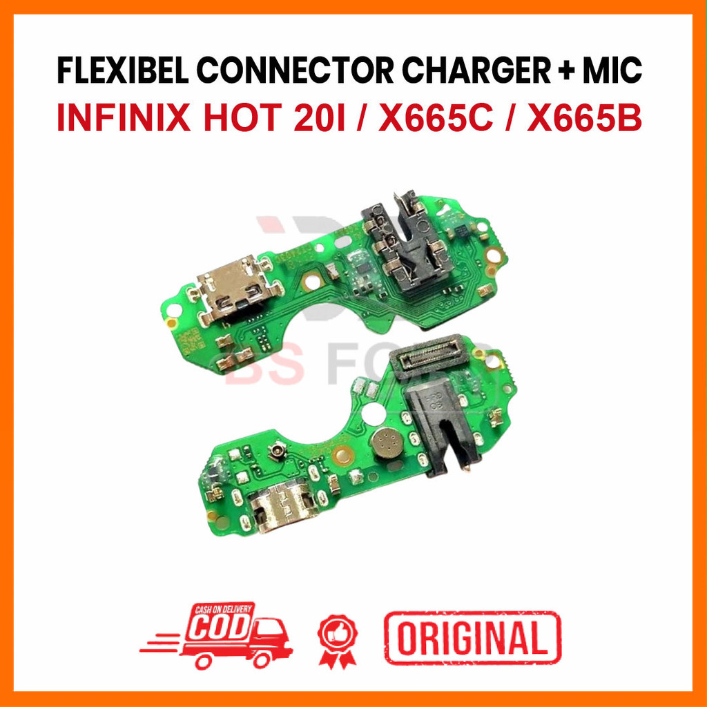 FLEXIBLE CONNECTOR CHARGER INFINIX HOT 20I / X665C / X665B + ไมโครโฟน + แฮนด์ฟรี + IC ORIGINAL
