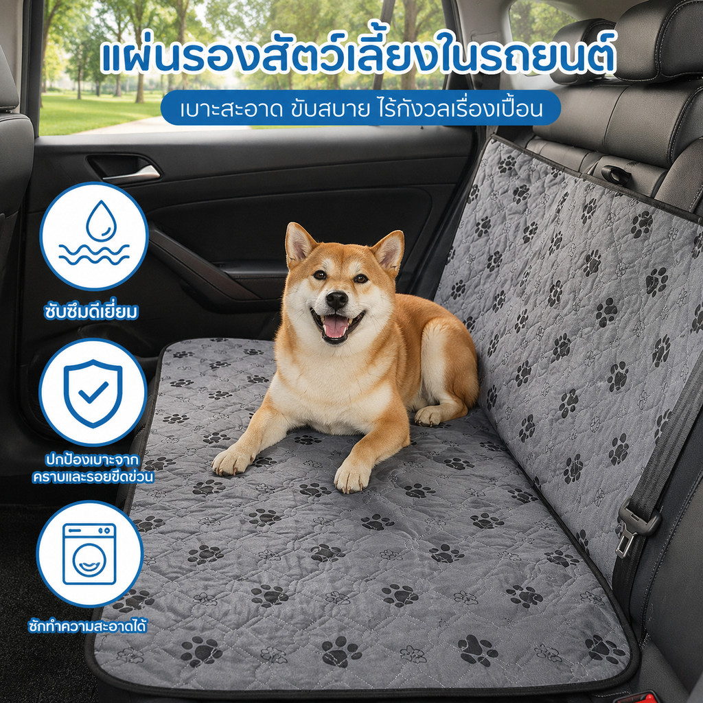 แผ่นรองสัตว์เลี้ยงกันเปื้อน แผ่นรองฉี่หมาแมว ใช้ในรถ โซฟา กรงสัตว์เลี้ยง ซักทำความสะอาดได้