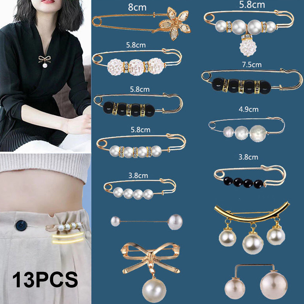 เข็มกลัดแฟชั่นปรับเอว ชุดอุปกรณ์ 13 ชิ้น ล็อกกระโปรง-กางเกง ขนาดปรับได้ งานหรู ดีไซน์ทันสมัย