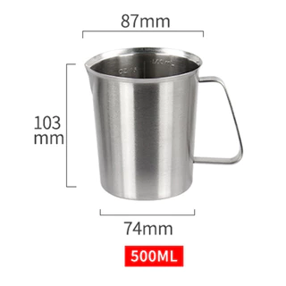 ถ้วยตวงสแตนเลส 304 เกรดอาหาร 500/1000/2000ml แม่นยำ ทนความร้อน สำหรับทำเบเกอรี่ ชงกาแฟ ครัวมืออาชีพ ลดราคา!