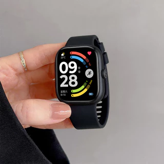 สายรัดซิลิโคนกรณีแก้วนิรภัย for Xiaomi Redmi Watch 6 5 4 สายรัดข้อมือยางกีฬานุ่มปกหน้าจอ PC for Redmi Watch 6 5 4