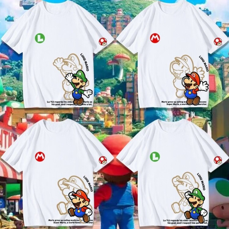 🚚【จัดส่งจากไทย】เสื้อยืดลายการ์ตูน Super Mario 🐱 แขนสั้น คอกลม ผ้าหนา ไซส์ใหญ่ สวมใส่สบาย  COD