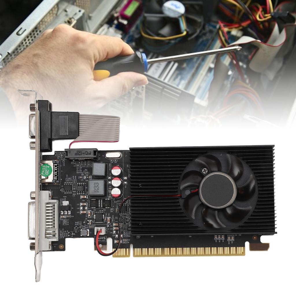 LUCKORDANO ช่องเดียวกราฟิกการ์ด GT730 2G DDR3 PCIE DVI VGA HD มัลติมีเดียอินเทอร์เฟซพัดลมสถาปัตยกรรม