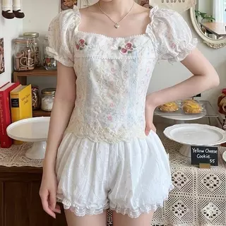 Flower look แขนตุ๊กตา ลูกไม้ ผ้าฉลุลูกไม้ กางเกงลูกไม้ น่ารักมาก (t24+t16)