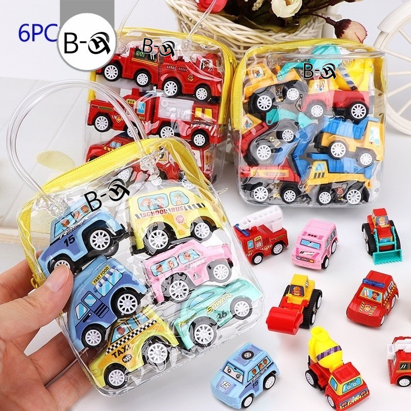 BHQ 6pcs รถของเล่น ขนาดเล็ก สําหรับเด็ก รถสะสม รถของเล่น โมเดลรถ ดึงกลับรถของเล่น