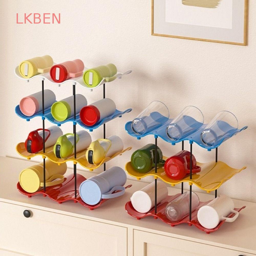 CKBECJ ชั้นเก็บถ้วย, ประหยัดพื้นที่ 2/3/4 ชั้นหยัก Multi-layer Finishing Rack, ชั้นวางจอแสดงผลความจุขนาดใหญ่ Anti-Fall Water Cup Holder Bar