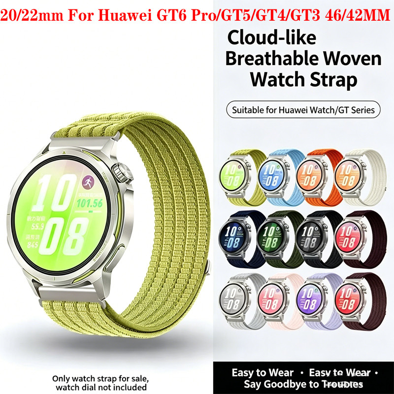 สายรัดไนลอนสําหรับ Huawei GT Runner 2 6Pro 5 4 3 46/42/41 มม. นาฬิกา 5/4 Ultimate 2 GT6 GT5 GT4 GT3 GT2 Runner2 สายรัดข้อมือสปอร์ต 18/20/22 มม.